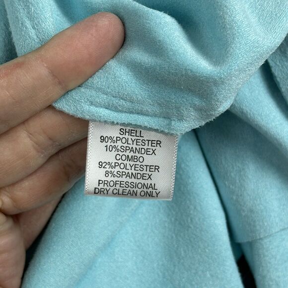 Alberto Makali Cardigan Jacket Womens Small Light Blue Faux Suede Mesh Waterfall - Picture 10 of 13